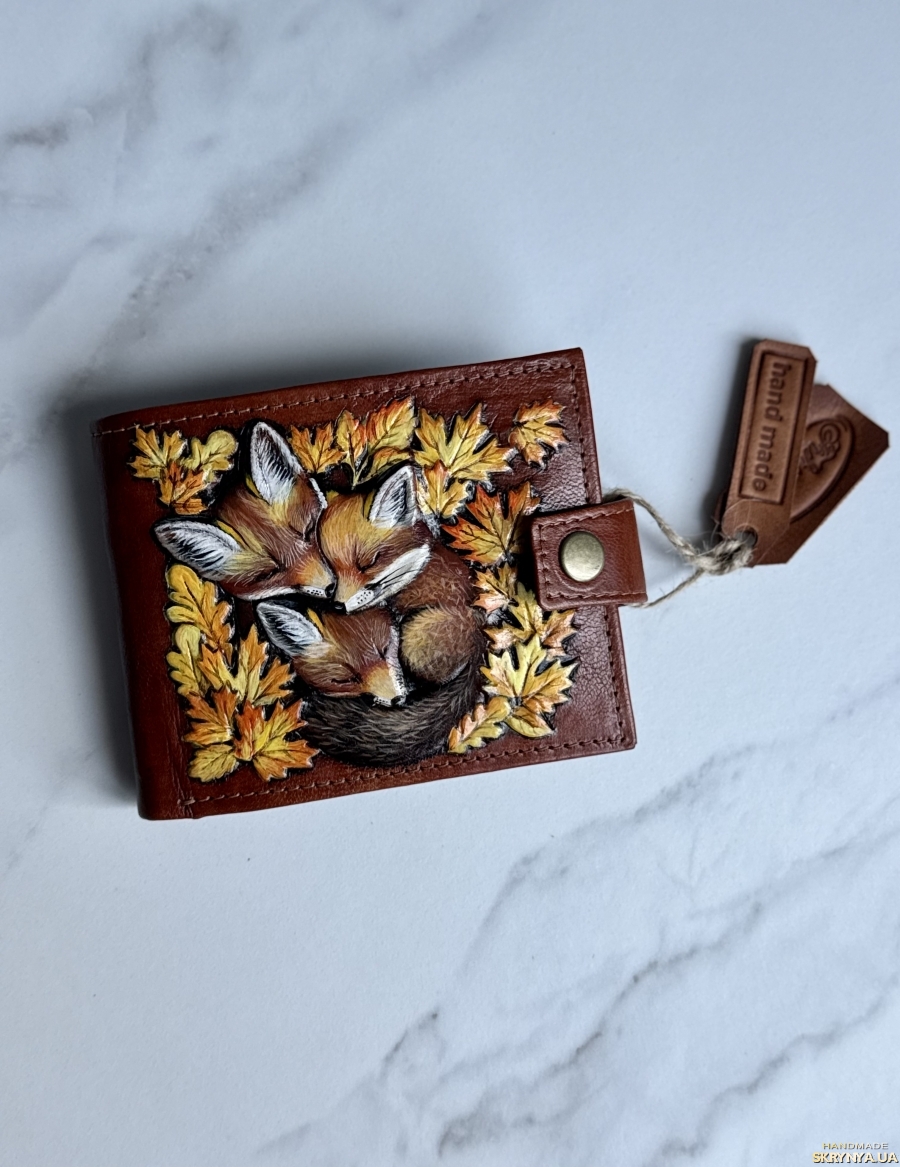 Buy Brown leather wallet «FOXES» | Skrami.com